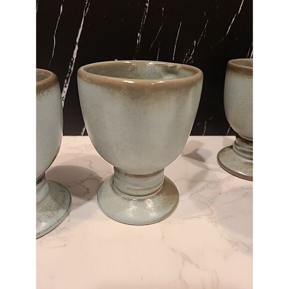 Frankoma Pottery Blue/Green Footed Coffee Tea Mug Set Of 4 MCM 4" x 3.25" EUC - Picture 14 of 14